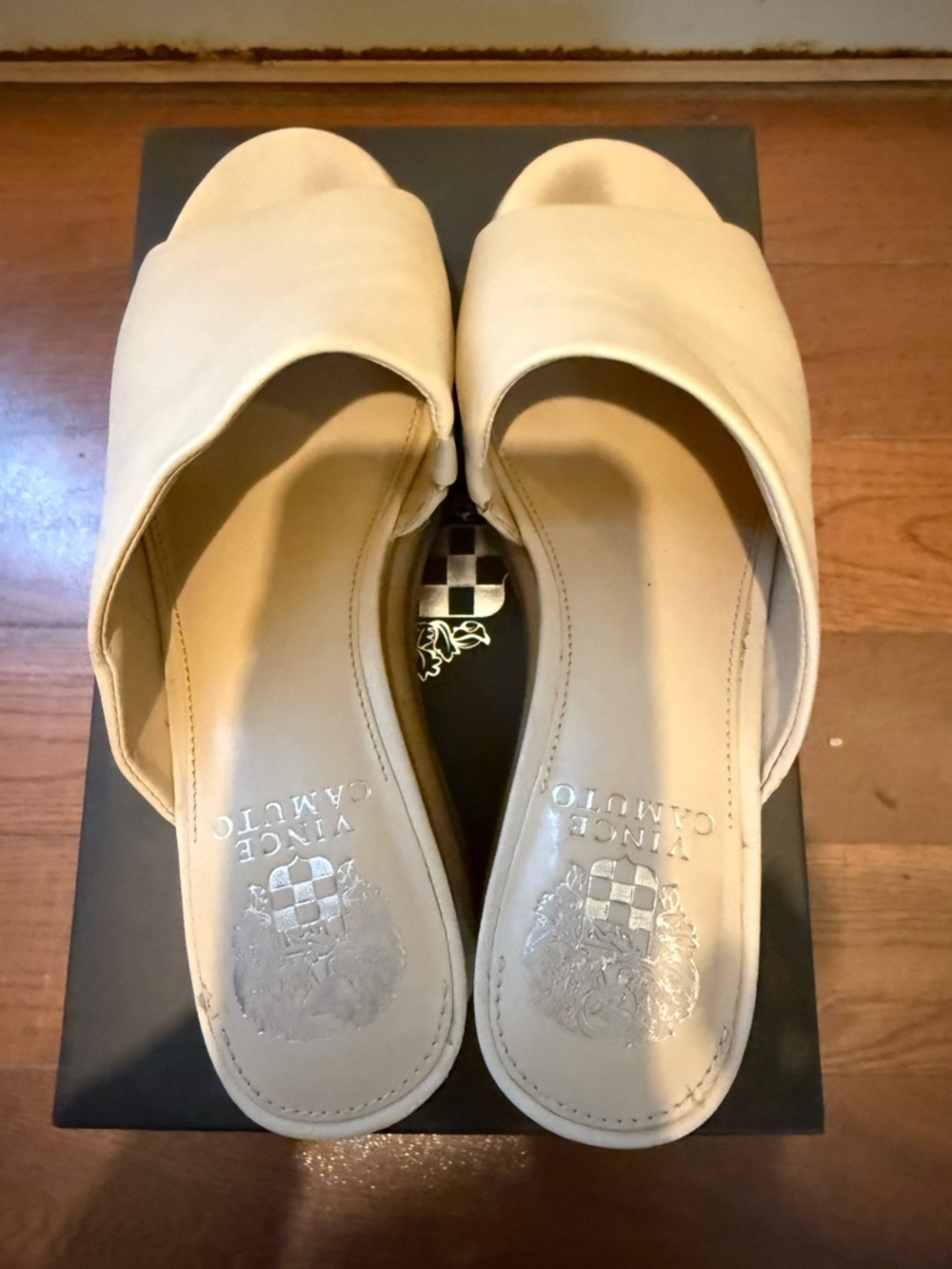 Vince Camuto Cream Open-Toe Slide Mules
